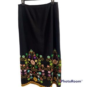 - One of a kind Vintage Boho Traditional Zuleta embroidered 100% Wool Skirt